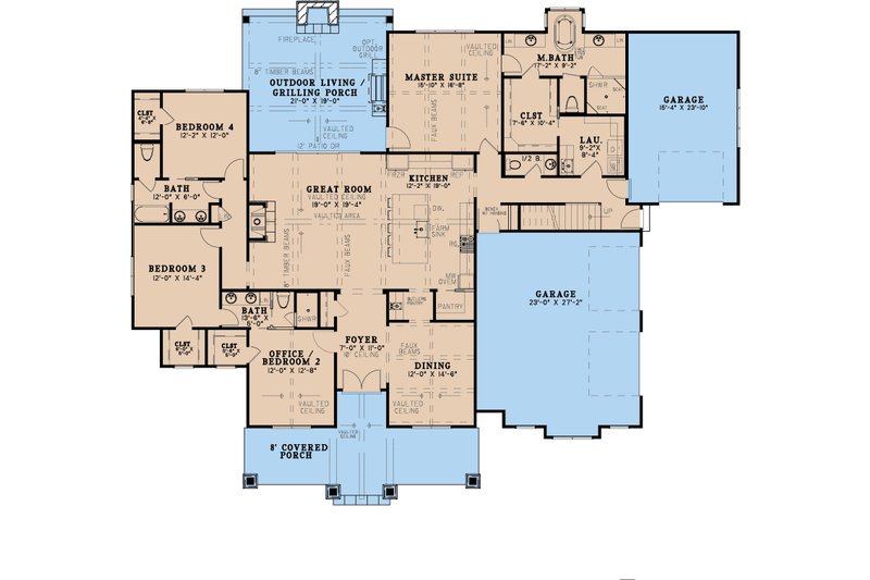 Home Plan - Floor Plan - Main Floor for Farmhouse House Plan #923-346 - 4 bed, 3.5 bath