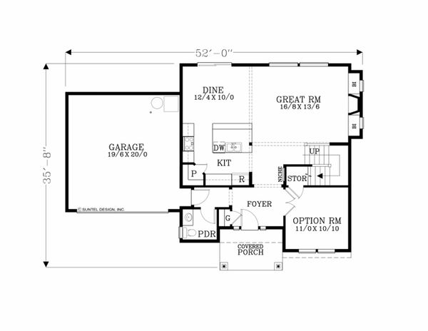 Craftsman Floor Plan - Main Floor Plan #53-565