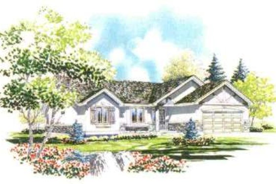 Exterior - Front Elevation for Traditional House Plan #308-195 - 2 bed, 2 bath