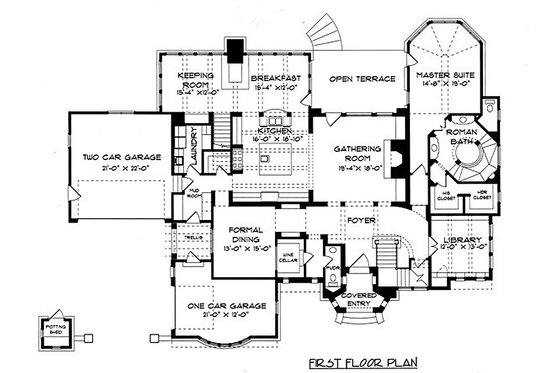 Floor Plan - Main Floor for Tudor House Plan #413-124 - 4 bed, 4 bath