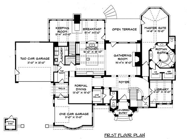Tudor Floor Plan - Main Floor Plan #413-124