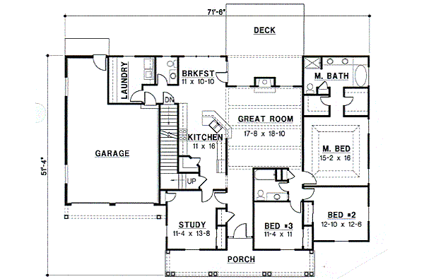 Southern Floor Plan - Main Floor Plan #67-678