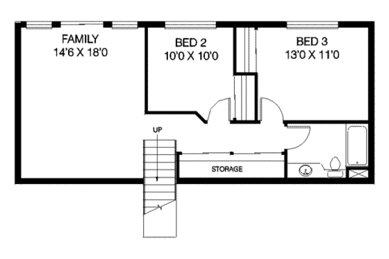 Floor Plan - Lower Floor for Traditional House Plan #60-361 - 3 bed, 2.5 bath