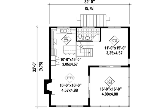 Floor Plan - Upper Floor for Contemporary House Plan #25-4365 - 3 bed, 2 bath