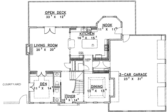 Floor Plan - Main Floor for European House Plan #117-441 - 2 bed, 3 bath