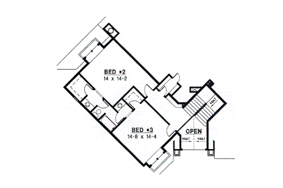 Floor Plan - Upper Floor for Modern House Plan #67-285 - 3 bed, 2 bath