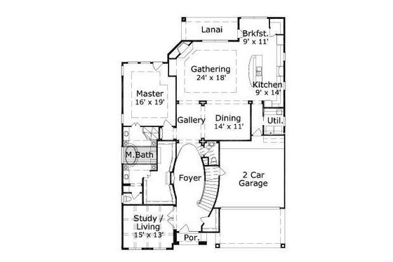 Floor Plan - Main Floor for European House Plan #411-518 - 4 bed, 4.5 bath