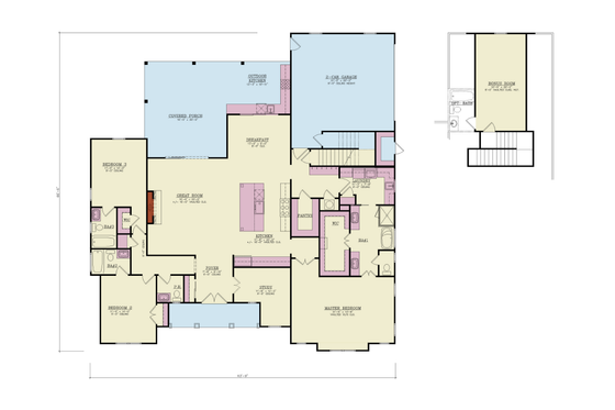 Floor Plan - Main Floor for Farmhouse House Plan #119-473 - 3 bed, 3.5 bath