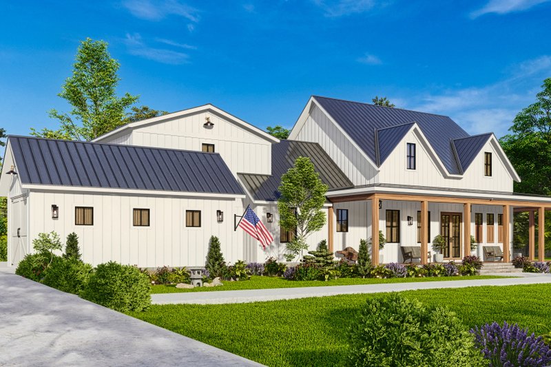 Architectural House Design - Exterior - Front Elevation 4 for Farmhouse House Plan #54-588 - 3 bed, 2.5 bath