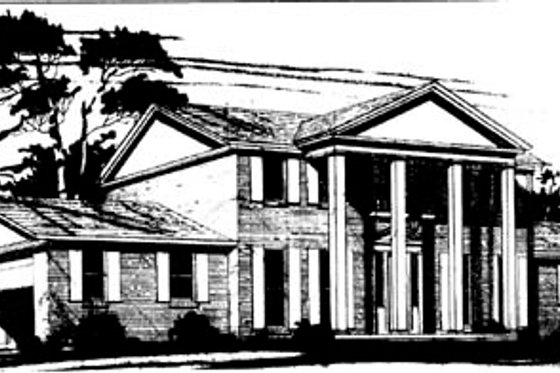 Exterior - Front Elevation for Southern House Plan #10-256 - 5 bed, 3.5 bath