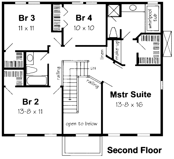 Colonial Floor Plan - Upper Floor Plan #312-395