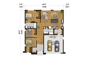 Floor Plan - Main Floor for European House Plan #25-5003 - 3 bed, 2 bath