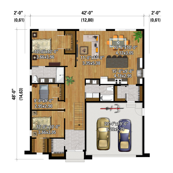 European Floor Plan - Main Floor Plan #25-5003