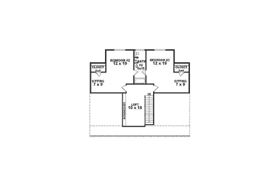 Floor Plan - Upper Floor for Country House Plan #81-497 - 3 bed, 2.5 bath