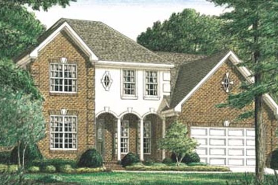 Exterior - Front Elevation for European House Plan #34-144 - 3 bed, 2.5 bath