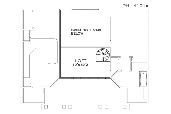 Floor Plan - Upper Floor for Beach House Plan #8-225 - 1 bed, 1.5 bath