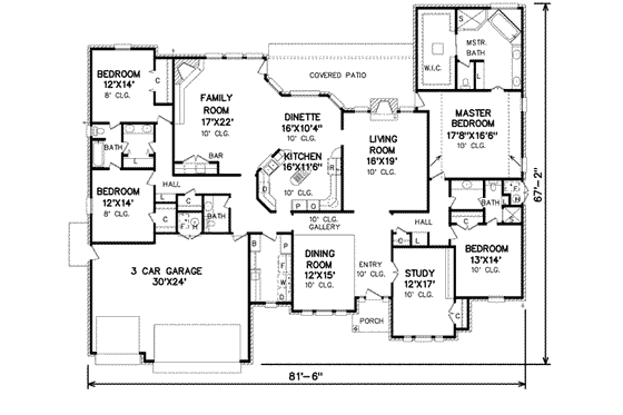 Floor Plan - Main Floor for Traditional House Plan #65-155 - 4 bed, 3.5 bath