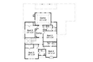 Floor Plan - Upper Floor for European House Plan #411-617 - 5 bed, 4.5 bath