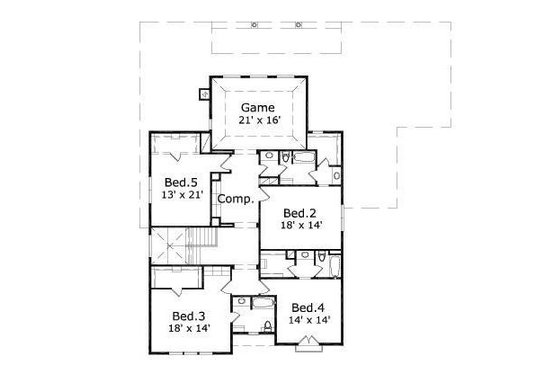 Floor Plan - Upper Floor for European House Plan #411-617 - 5 bed, 4.5 bath