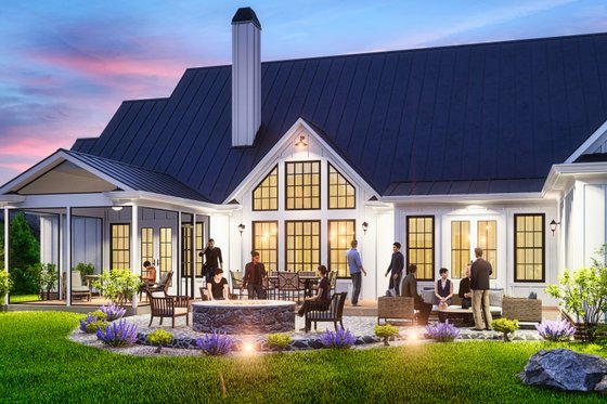 Exterior - Rear Elevation 3 for Farmhouse House Plan #54-587 - 3 bed, 3.5 bath