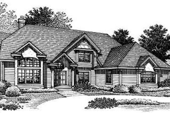 Exterior - Front Elevation for Traditional House Plan #50-180 - 4 bed, 4 bath