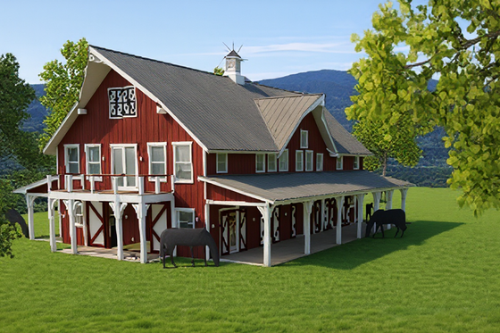 Exterior - Front Elevation 3 for Barndominium House Plan #921-31 - 3 bed, 2.5 bath