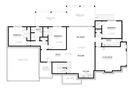 Floor Plan - Lower Floor for Contemporary House Plan #437-136 - 4 bed, 4 bath