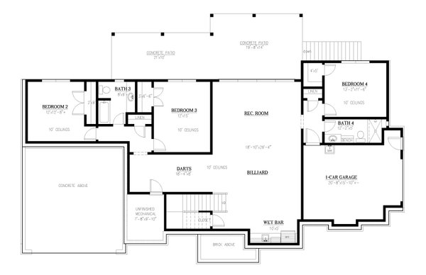 House Blueprint - Contemporary Floor Plan - Lower Floor Plan #437-136