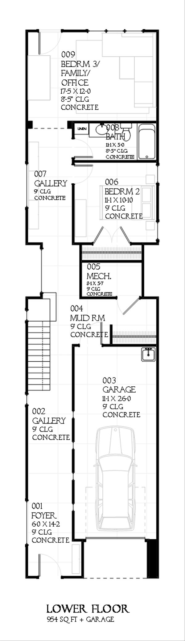 Contemporary house plan, first level floor plan of plan 901-25