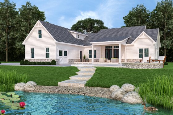 Exterior - Rear Elevation 2 for Farmhouse House Plan #119-434 - 3 bed, 3.5 bath