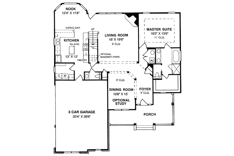 Home Plan - Floor Plan - Main Floor for Traditional House Plan #20-230 - 4 bed, 3.5 bath