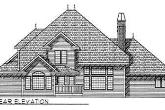 Exterior - Rear Elevation for European House Plan #70-477 - 4 bed, 3.5 bath