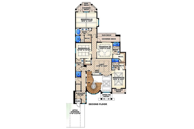 Architectural House Design - Floor Plan - Upper Floor for European House Plan #27-463 - 5 bed, 5.5 bath