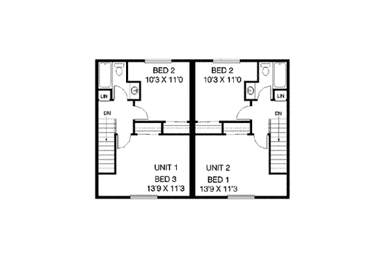 Floor Plan - Upper Floor for Traditional House Plan #60-485 - 3 bed, 2 bath