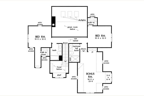 Floor Plan - Upper Floor for Farmhouse House Plan #929-1147 - 4 bed, 3 bath