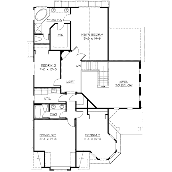 Traditional Floor Plan - Upper Floor Plan #132-127