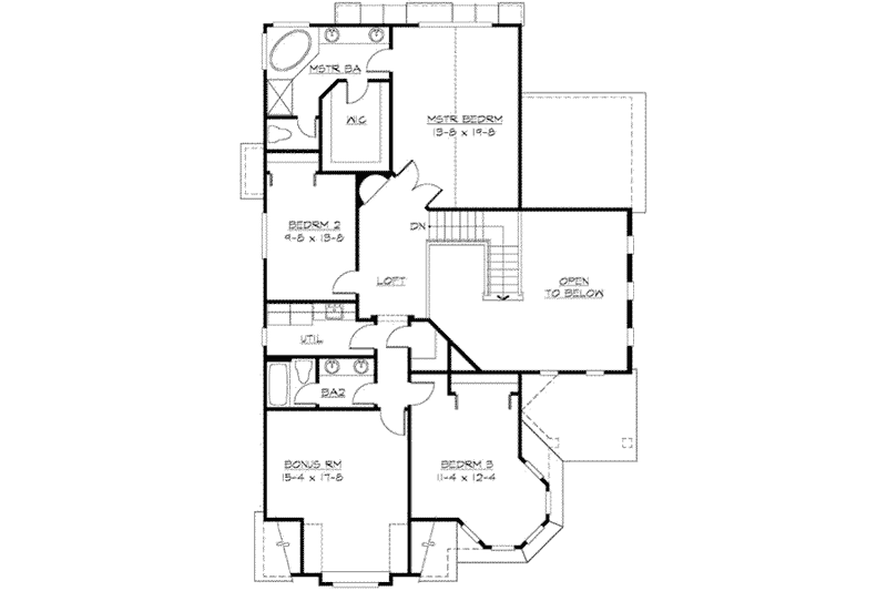 Dream House Plan - Floor Plan - Upper Floor for Traditional House Plan #132-127 - 3 bed, 2.5 bath