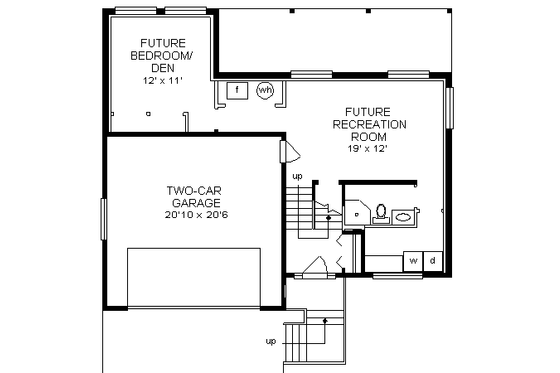 Floor Plan - Lower Floor for Traditional House Plan #18-309 - 3 bed, 2 bath