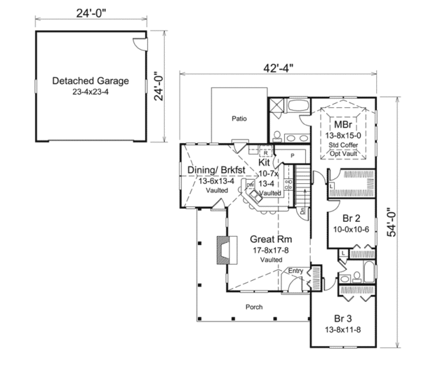 House Plan Design - Cottage Floor Plan - Main Floor Plan #57-618