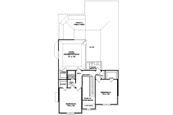 Floor Plan - Upper Floor for European House Plan #81-560 - 3 bed, 3.5 bath