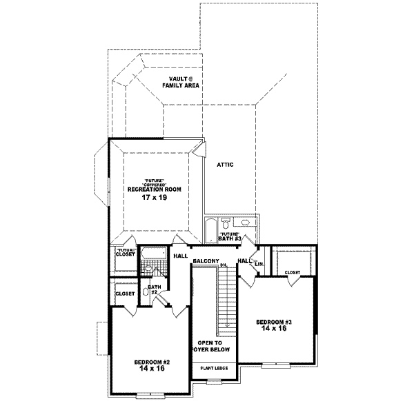 Floor Plan - Upper Floor for European House Plan #81-560 - 3 bed, 3.5 bath