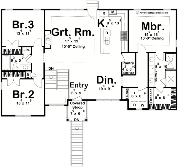 Architectural House Design - Farmhouse Floor Plan - Main Floor Plan #455-742