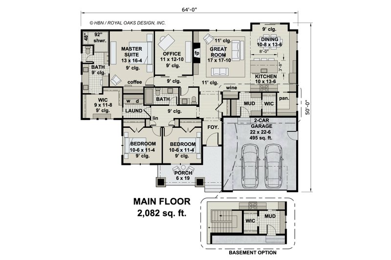 Dream House Plan - Floor Plan - Main Floor for Craftsman House Plan #51-1181 - 3 bed, 2.5 bath