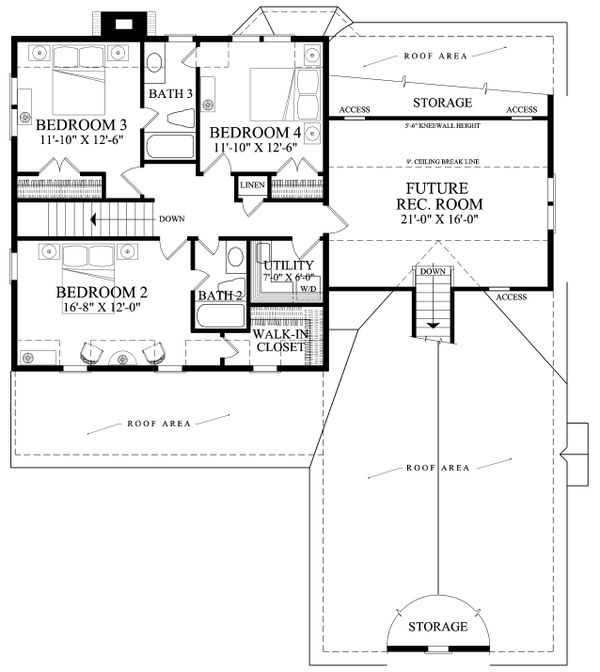 Traditional Floor Plan - Upper Floor Plan #137-290