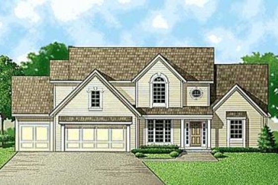 Exterior - Front Elevation for Traditional House Plan #67-184 - 4 bed, 4 bath