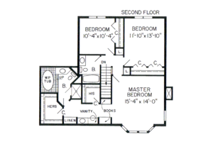 Floor Plan - Upper Floor for Colonial House Plan #312-594 - 3 bed, 2.5 bath