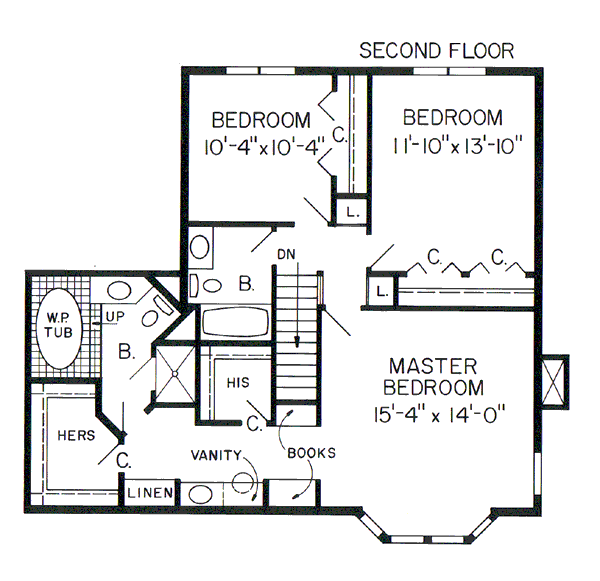 Colonial Floor Plan - Upper Floor Plan #312-594