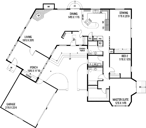Dream House Plan - Ranch Floor Plan - Main Floor Plan #60-116