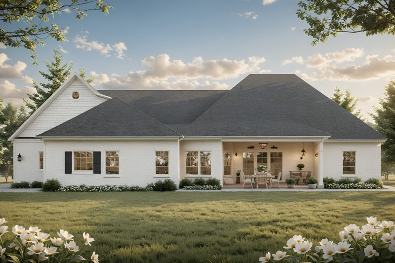 House Blueprint - Exterior - Rear Elevation for European House Plan #21-502 - 3 bed, 2.5 bath