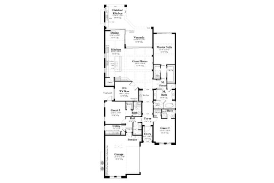 Floor Plan - Main Floor for Mediterranean House Plan #930-488 - 3 bed, 3.5 bath
